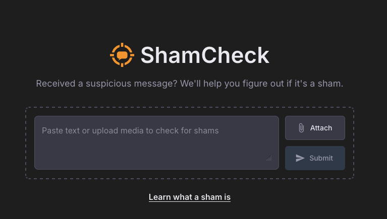 ShamCheck interface screenshot